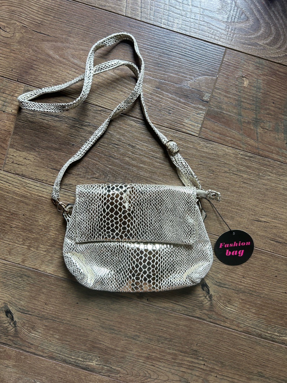 Fashion Bag Gold Snake-Print Crossbody Bag